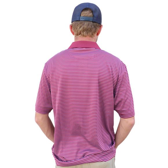 NEW SOUTHERN COLLEGIATE msu single stripe polo shirt in maroon/white - Picture 2 of 2
